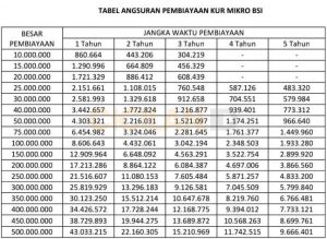 Tabel Angsuran KUR Bank BSI 2022 dan Cicilan Per Bulan | CICILAN.ID